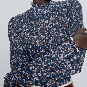 Zara Women’s Floral Print Long Sleeve Top Turtleneck